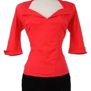 EUC Pinup Couture Doris Top Small S Red Blouse